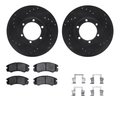 Dynamic Friction Co 8312-37011, Rotors-Drilled, Slotted-BLK w/ 3000 Series Ceramic Brake Pads incl. Hardware, Zinc Coat 8312-37011